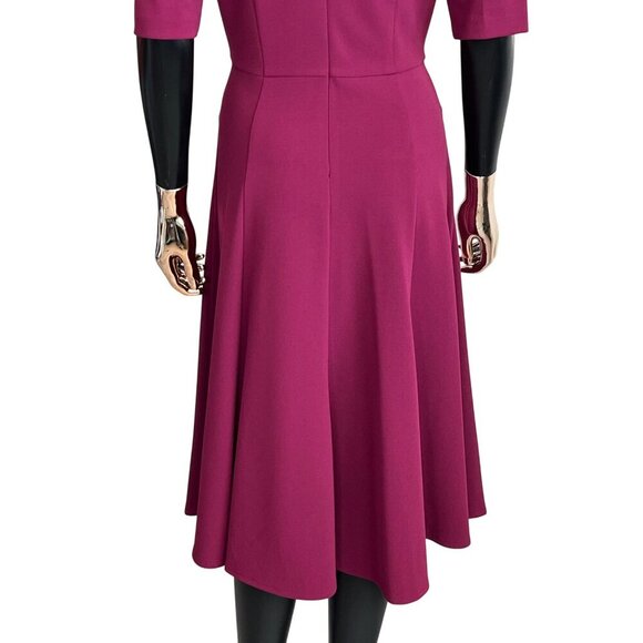 Donna Morgan Burgundy Midi Dress 10 | Holiday Party Cocktail Wedding Guest - Picture 8 of 11